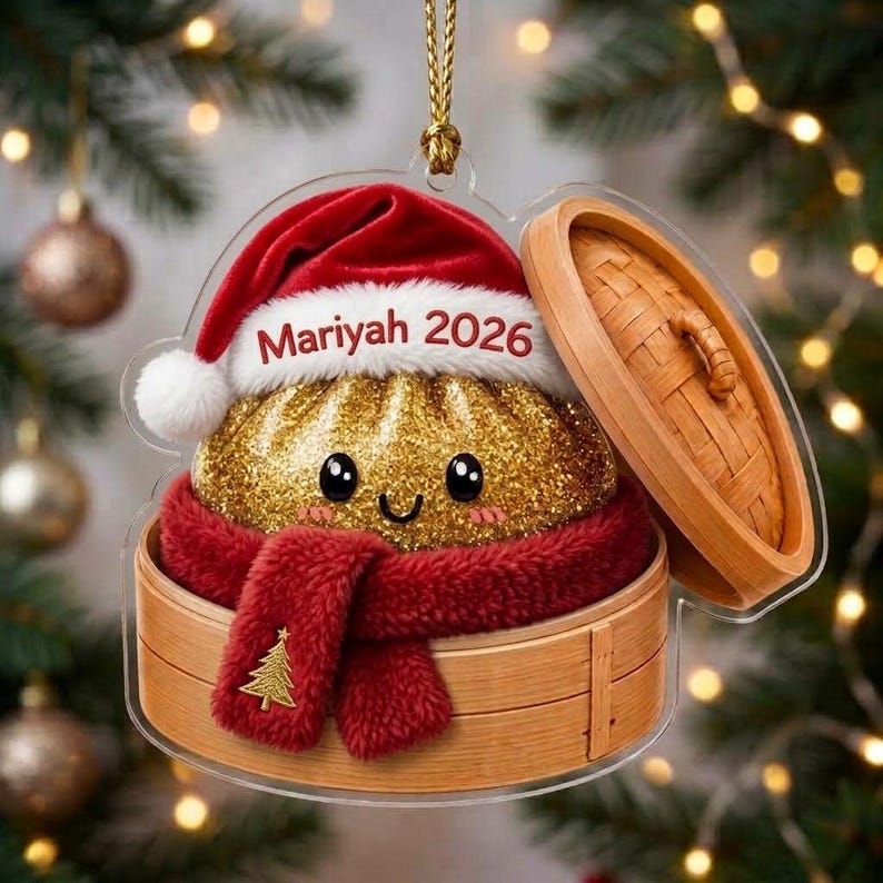 Personalized Cute Rarely Squishy Dumpling Bamboo Special Steamer 2D Flat Kids Ornament