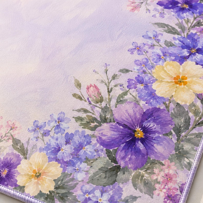 Violet Primrose Mahjong Mat, American Mahjong Mat, Purple Floral Garden, Birth Flower Mahjong Gift