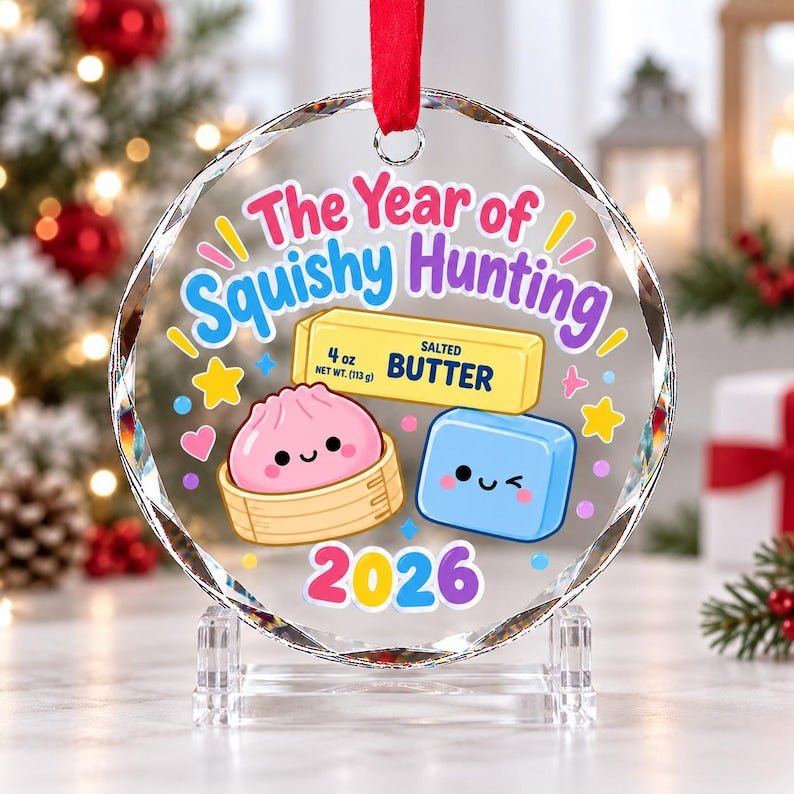 Personalized Squishy Hunting Glass Ornament, 2026 Cute Holiday Gift, Christmas Ornament