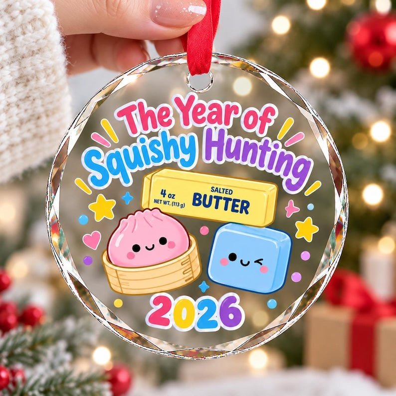 Personalized Squishy Hunting Glass Ornament, 2026 Cute Holiday Gift, Christmas Ornament