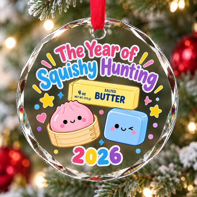 Personalized Squishy Hunting Glass Ornament, 2026 Cute Holiday Gift, Christmas Ornament