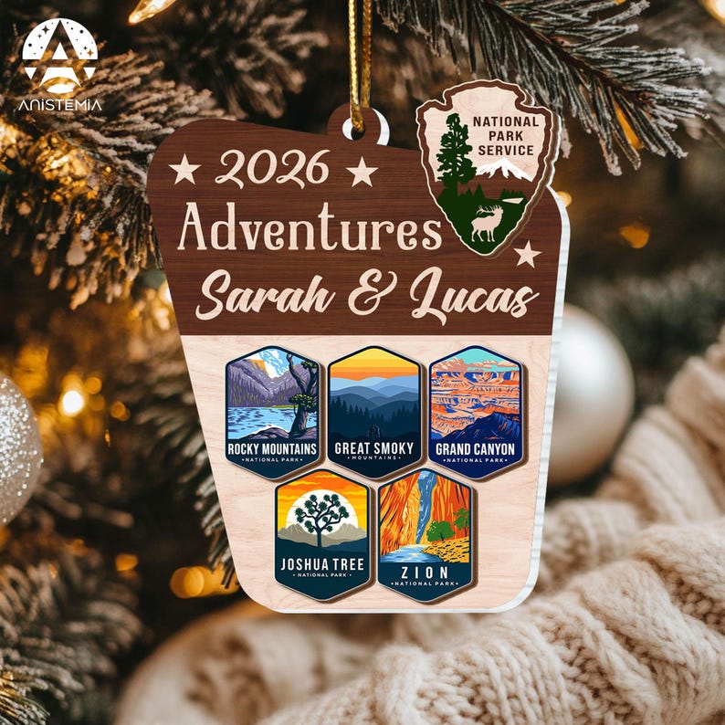 Custom National Parks Photo Ornament, Adventure Ornament, National Park Trip, Mountains Christmas Keepsake