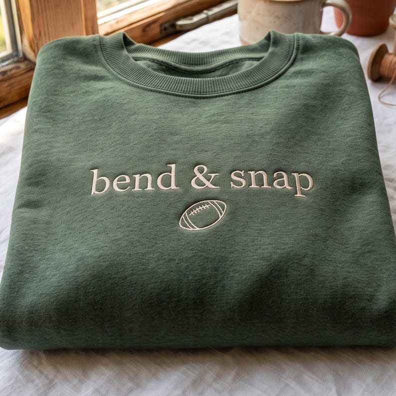 Embroidered Bend & Snap Football Sweatshirt, Football Mom Crewneck, Game Day Fall Pullover