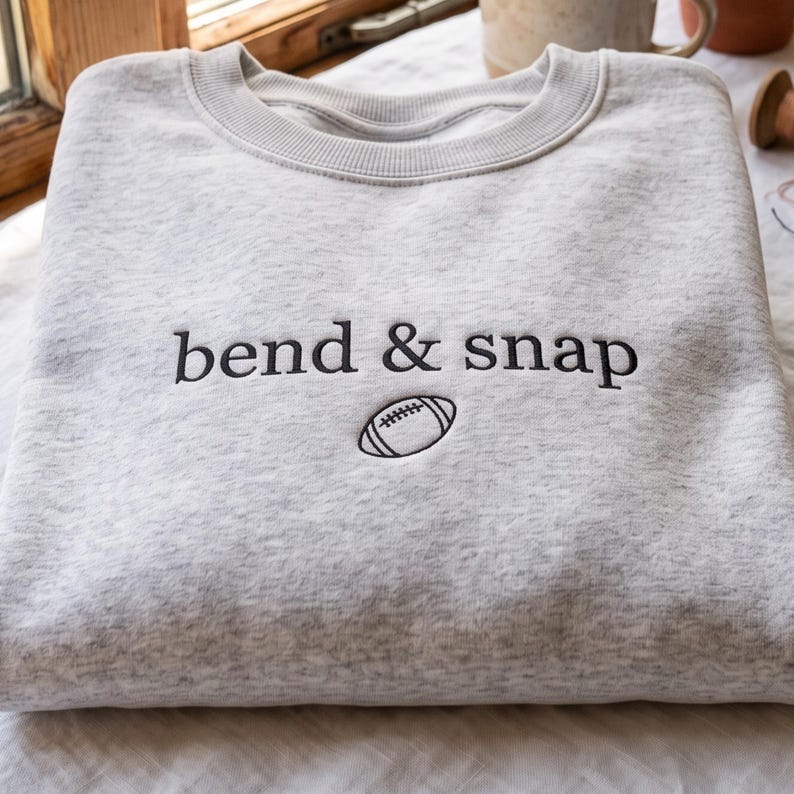 Embroidered Bend & Snap Football Sweatshirt, Football Mom Crewneck, Game Day Fall Pullover