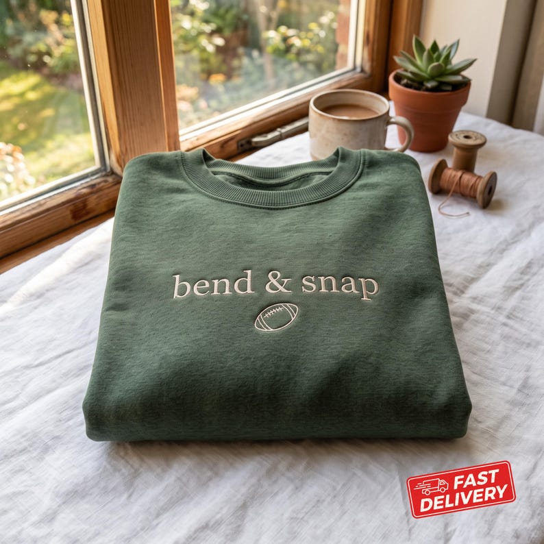 Embroidered Bend & Snap Football Sweatshirt, Football Mom Crewneck, Game Day Fall Pullover