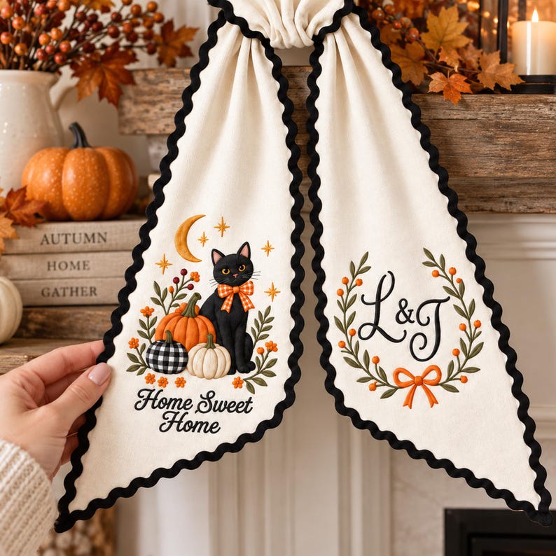 Custom Embroidered Wreath Sash with Monogram, Personalized Embroidered Holiday Bow, Door Decor for Any Occasion