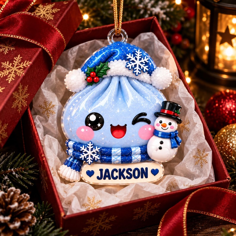 Personalized Christmas Dumpling Dim Sum Acrylic Ornament, Christmas Gift, Dumpling Lover Gift, Kids Christmas Gift