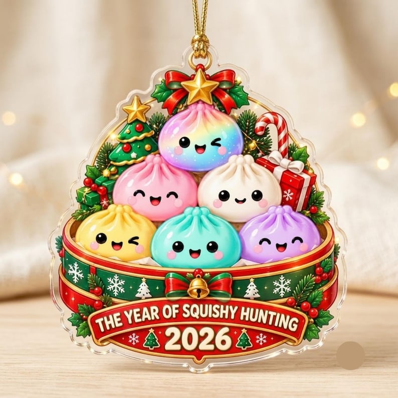 Custom Dumpling Christmas Ornament 2026, Personalized Acrylic Squishy Christmas Ornament, Dumpling Lover Gift