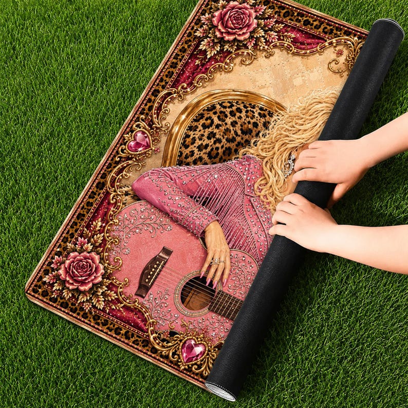 D.P Pink Mahjong Mat, Country Glam Design, Fun Family Party Game, Unique Home Decor