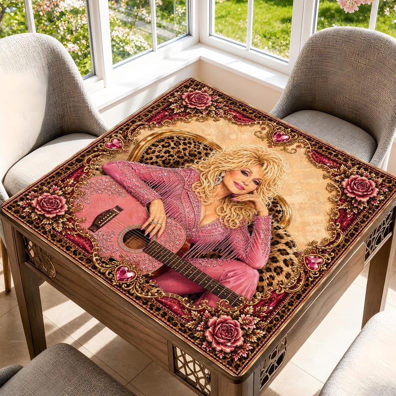 D.P Pink Mahjong Mat, Country Glam Design, Fun Family Party Game, Unique Home Decor