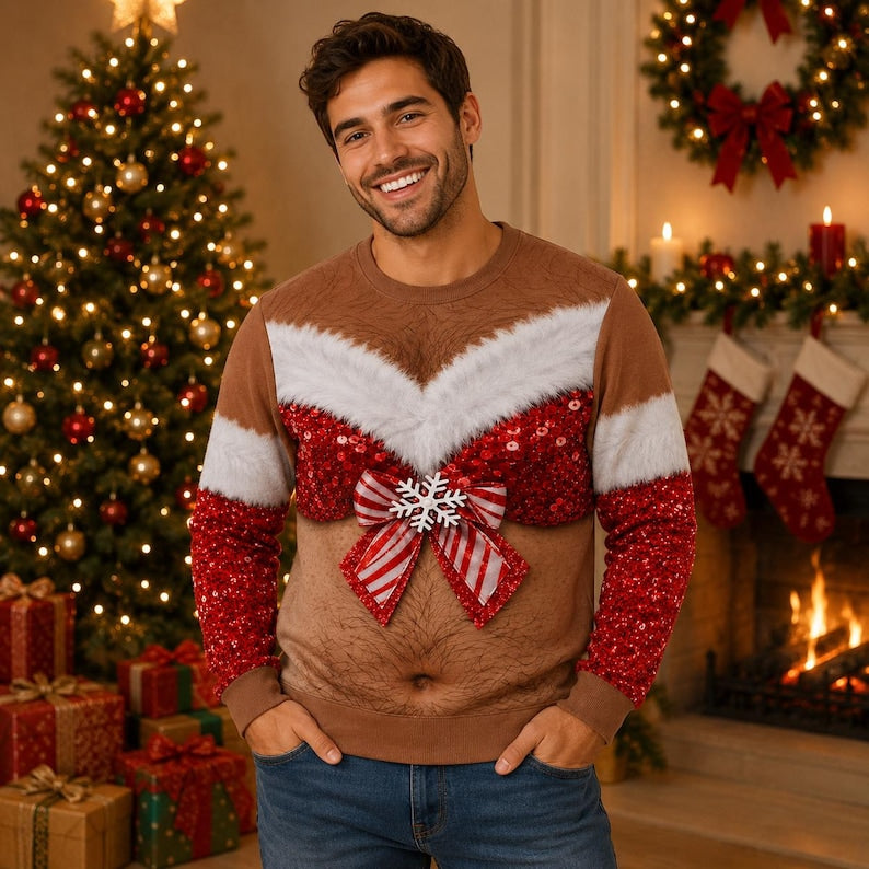 Funny Christmas Sweater Personalized Skin Tone, Ugly Christmas Sweater for Men Women, Holiday Party Gift