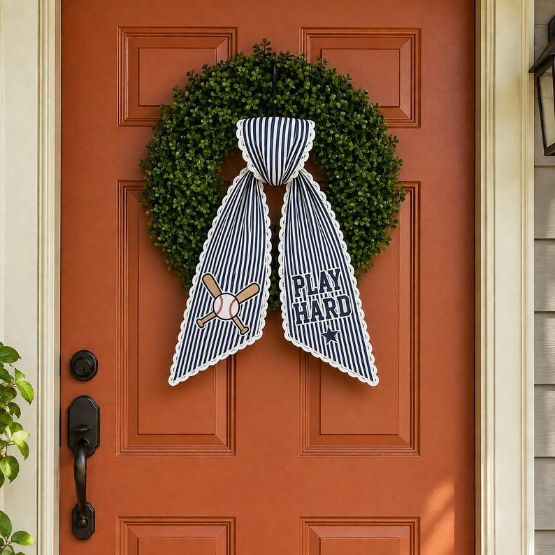 Personalized Team Football Wreath Sash, College Football Tailgate Ribbon, Embroidered Game Day Door Bow