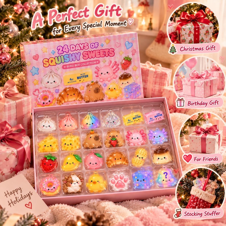 Trending Dumpling Advent Calendar, Dumpling Blind Box, Kawaii Acrylic Charms for Kids, Boy Girl Christmas Gift