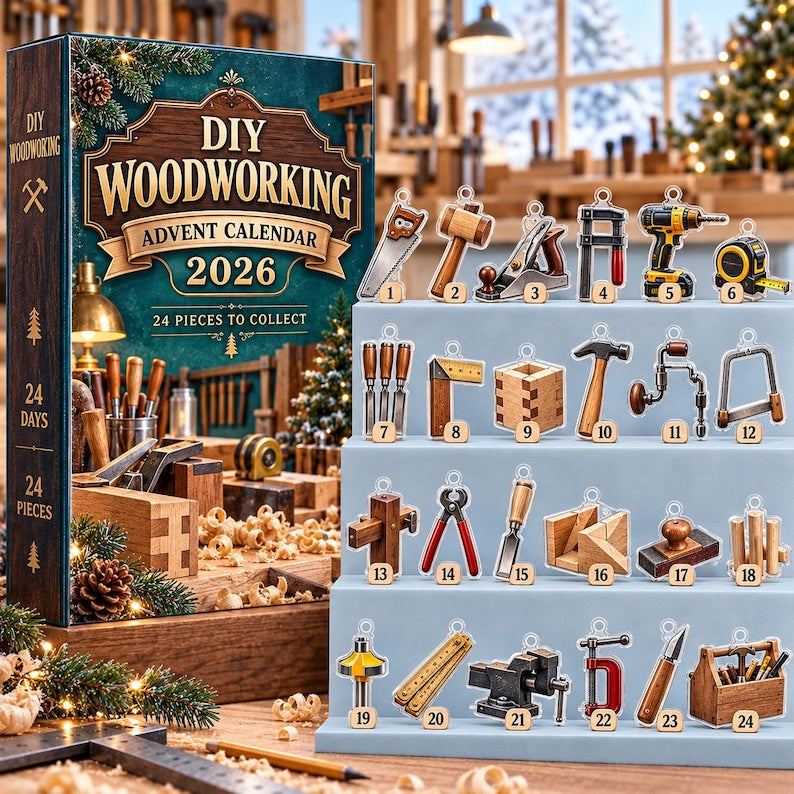 Woodworking Advent Calendar 2026, 24 Piece DIY Maker Countdown Gift, Workshop Collector Decor