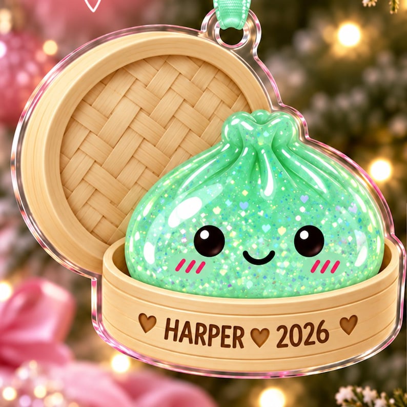 Squishy Ornament, Custom Name Dumpling Ornament, Cute Squishy Lover Gift, Kids Keepsake