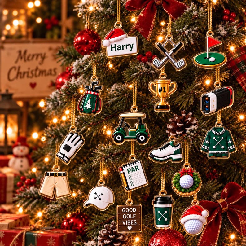 Golf Advent Calendar, Personalized Christmas Gift for Golfer, Custom Name Photo Keychain