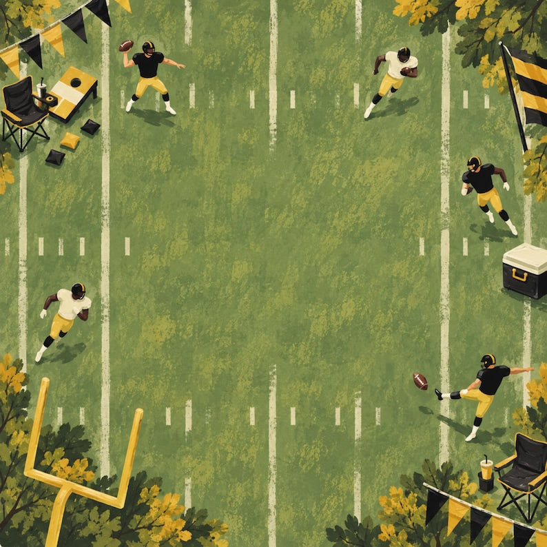 Football Mahjong Mat, American Mahjong Mat, Game Day Tailgate Decor, Black and Gold Sports Gift