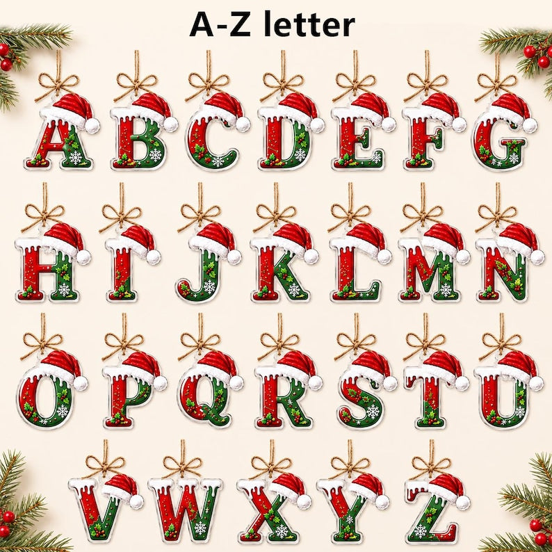 Personalized Initial Christmas Ornament 2026, Custom A-Z Letter with Name, Holiday Keepsake Gift