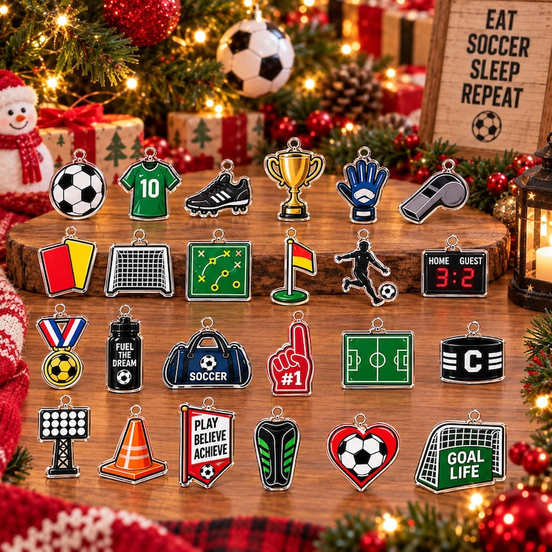 Personalized Soccer Advent Calendar 2026, Custom Name Soccer Blind Box, 24 Day Christmas Countdown