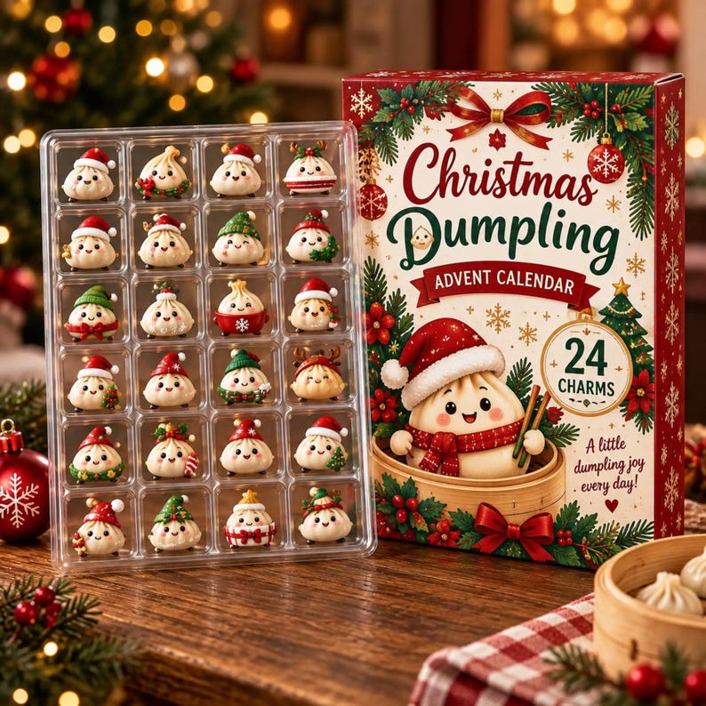 Christmas Dumpling Advent Calendar, 24 Cute Dumpling Charms