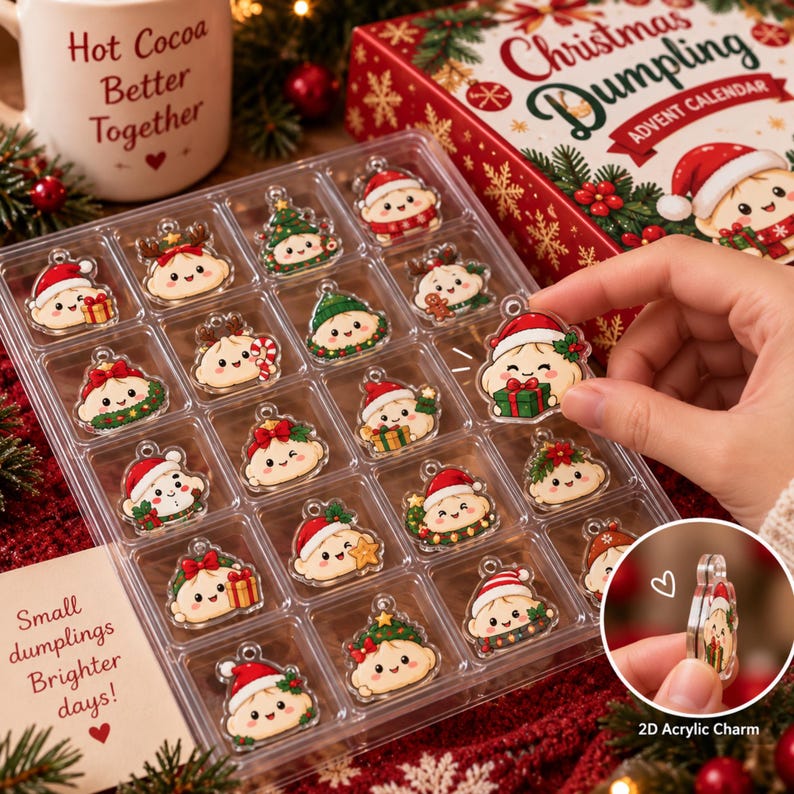 Christmas Dumpling Advent Calendar, 24 Cute Dumpling Charms
