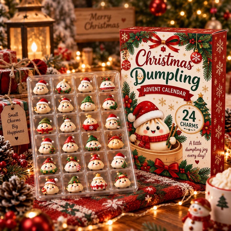 Christmas Dumpling Advent Calendar, 24 Cute Dumpling Charms