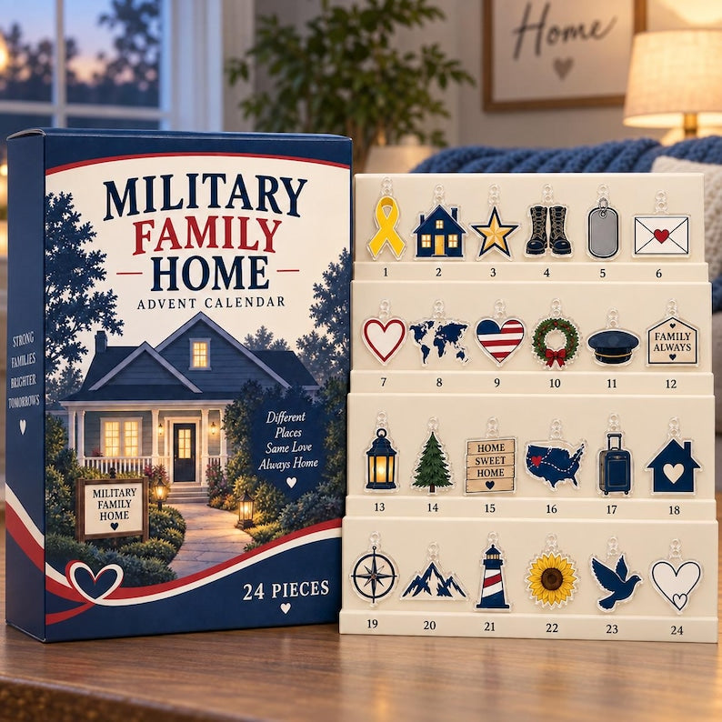 Military Family Advent Calendar, 24 Acrylic Hanging Tokens, Deployment Homecoming Gift, Family Christmas Decor