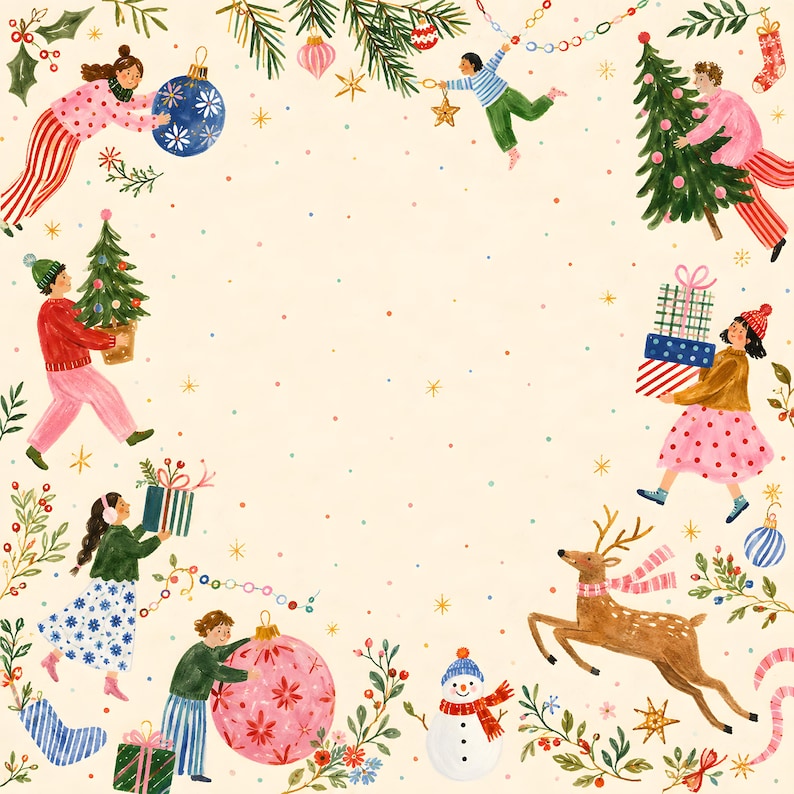 Christmas Mahjong Mat, Whimsical Holiday Mah Jongg Table Mat, Colorful Winter Game Night Decor, Mahjong Gift