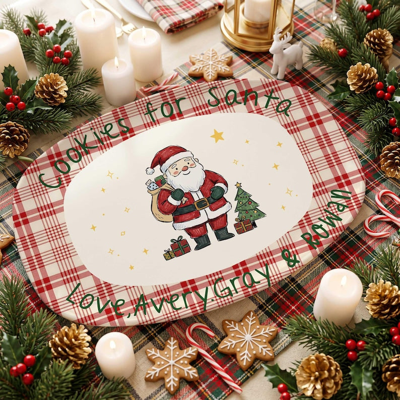 Christmas Eve Custom Serving Platter, Personalized Family Names, Festive Dinner Plate, Family Christmas Tradition Keepsake