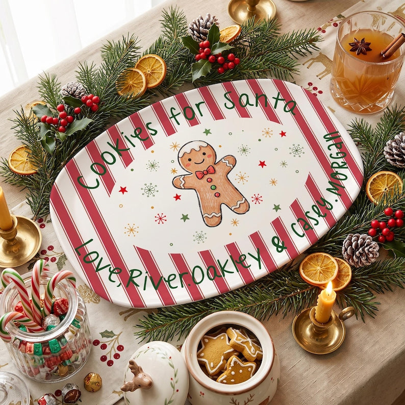 Christmas Eve Custom Serving Platter, Personalized Family Names, Festive Dinner Plate, Family Christmas Tradition Keepsake