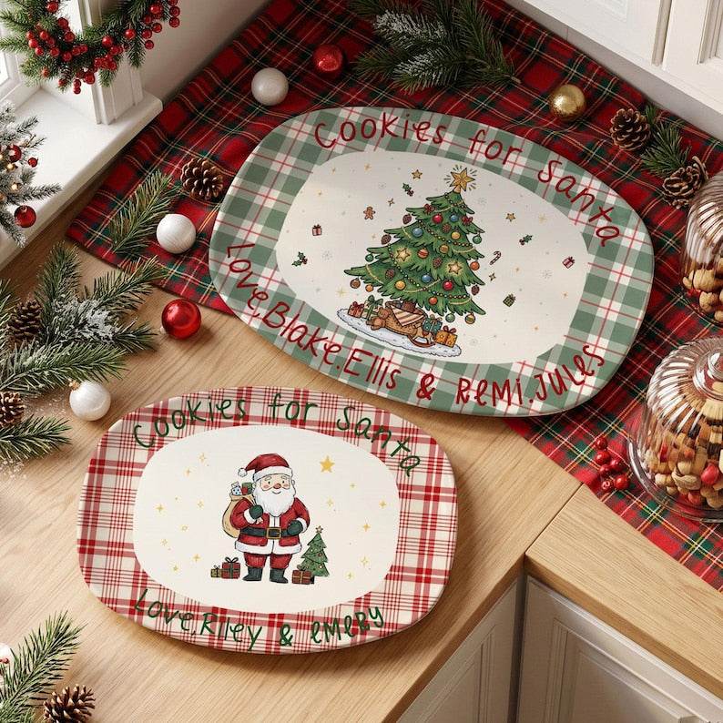 Christmas Eve Custom Serving Platter, Personalized Family Names, Festive Dinner Plate, Family Christmas Tradition Keepsake