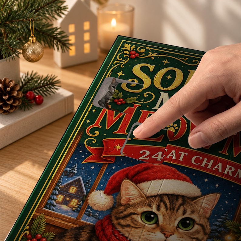 Personalized Cat Christmas Advent Calendar, 24-Day Blind Box Charms