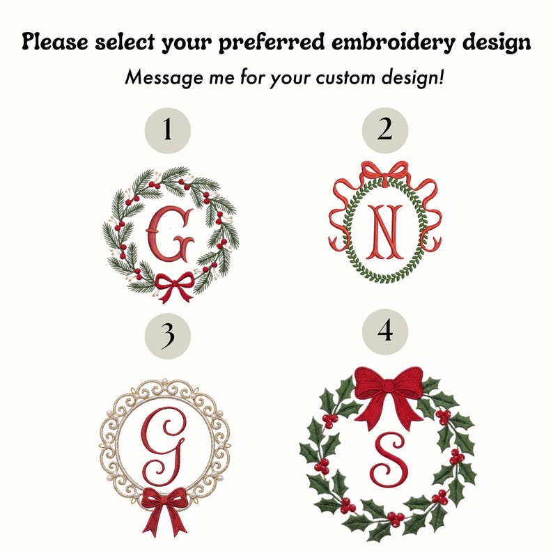 Embroidered Nativity Sash, Personalized Monogram Wreath, Red Green Plaid Border