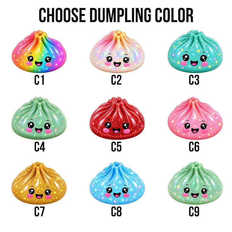 Personalized Glitter Dumpling Ornament, Custom Name Family Keepsake, Cute Kawaii Food Ornament