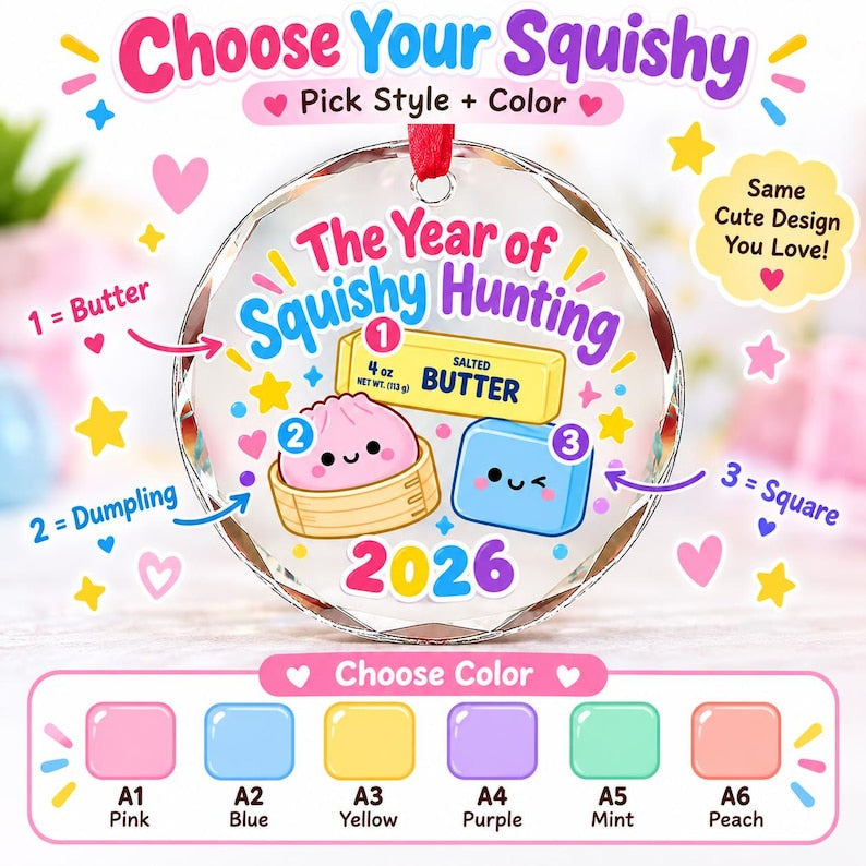 Personalized Squishy Hunting Glass Ornament, 2026 Cute Holiday Gift, Christmas Ornament