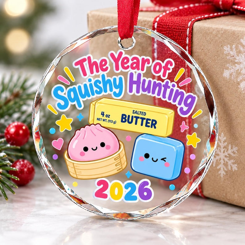 Personalized Squishy Hunting Glass Ornament, 2026 Cute Holiday Gift, Christmas Ornament