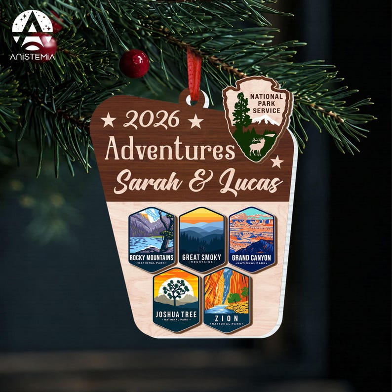 Custom National Parks Photo Ornament, Adventure Ornament, National Park Trip, Mountains Christmas Keepsake