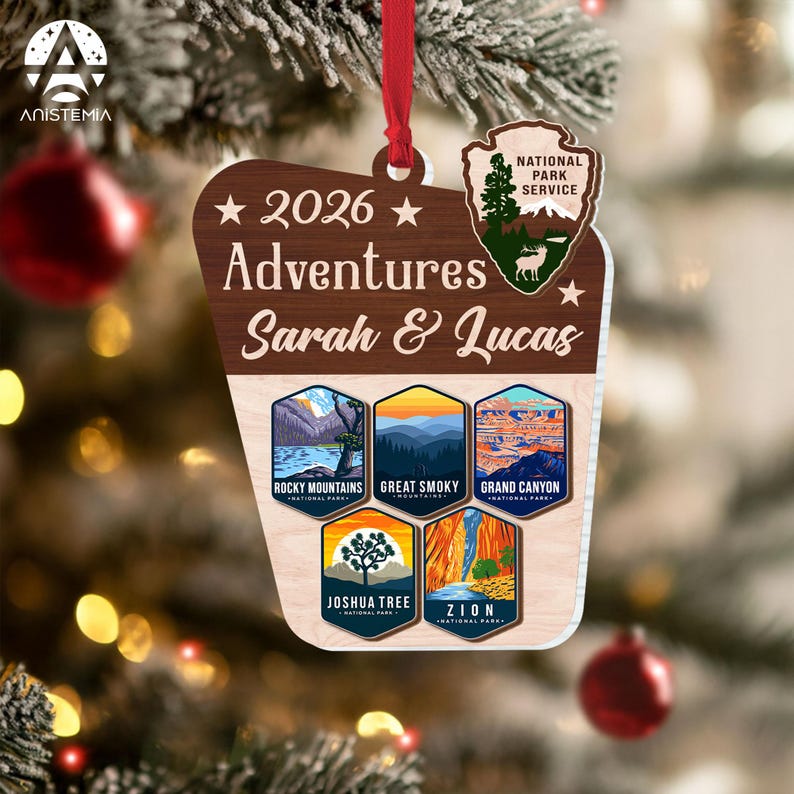 Custom National Parks Photo Ornament, Adventure Ornament, National Park Trip, Mountains Christmas Keepsake