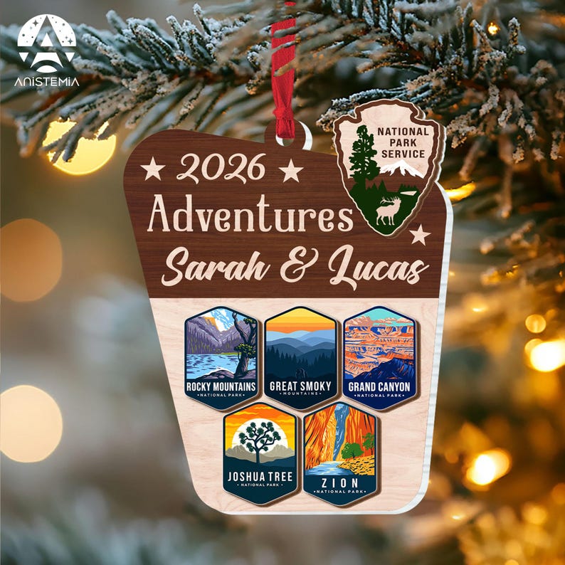 Custom National Parks Photo Ornament, Adventure Ornament, National Park Trip, Mountains Christmas Keepsake