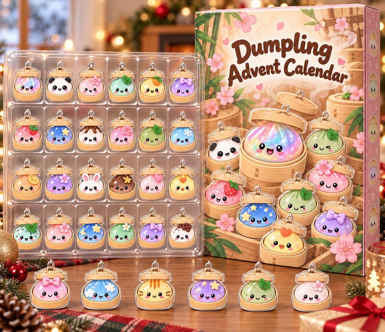 Dumpling Advent Calendar, Christmas Countdown Set, Mini Dumpling Charm Collection