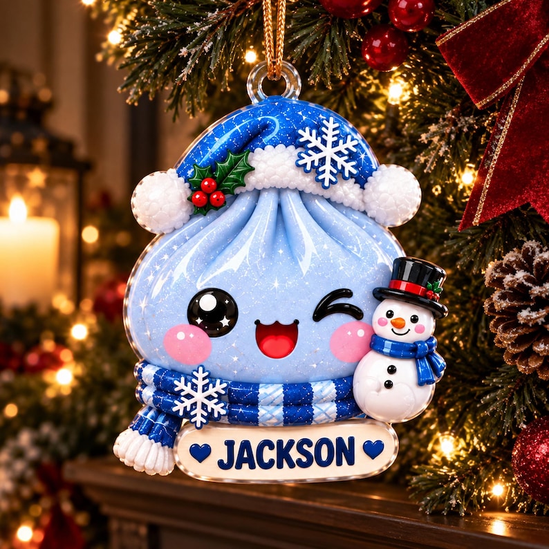 Personalized Christmas Dumpling Dim Sum Acrylic Ornament, Christmas Gift, Dumpling Lover Gift, Kids Christmas Gift