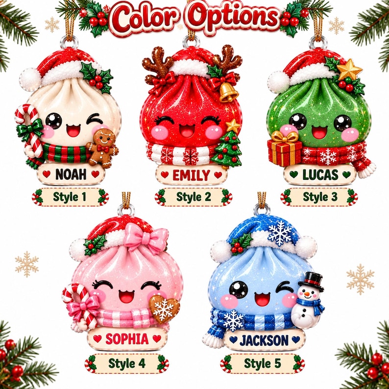 Personalized Christmas Dumpling Dim Sum Acrylic Ornament, Christmas Gift, Dumpling Lover Gift, Kids Christmas Gift