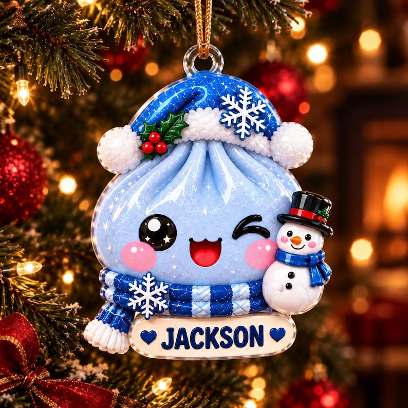 Personalized Christmas Dumpling Dim Sum Acrylic Ornament, Christmas Gift, Dumpling Lover Gift, Kids Christmas Gift