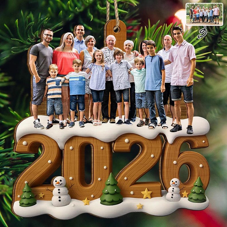 Personalized Family Photo Christmas Ornament 2026, Custom Family Picture Ornament, Family Christmas Tree Keepsake