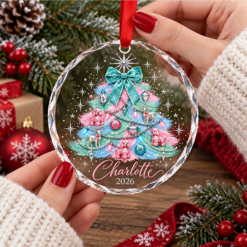 Personalized Family Christmas Ornament, Custom Name Glass Ornament, Family Tree Decor, Holiday Keepsake, Christmas Gift