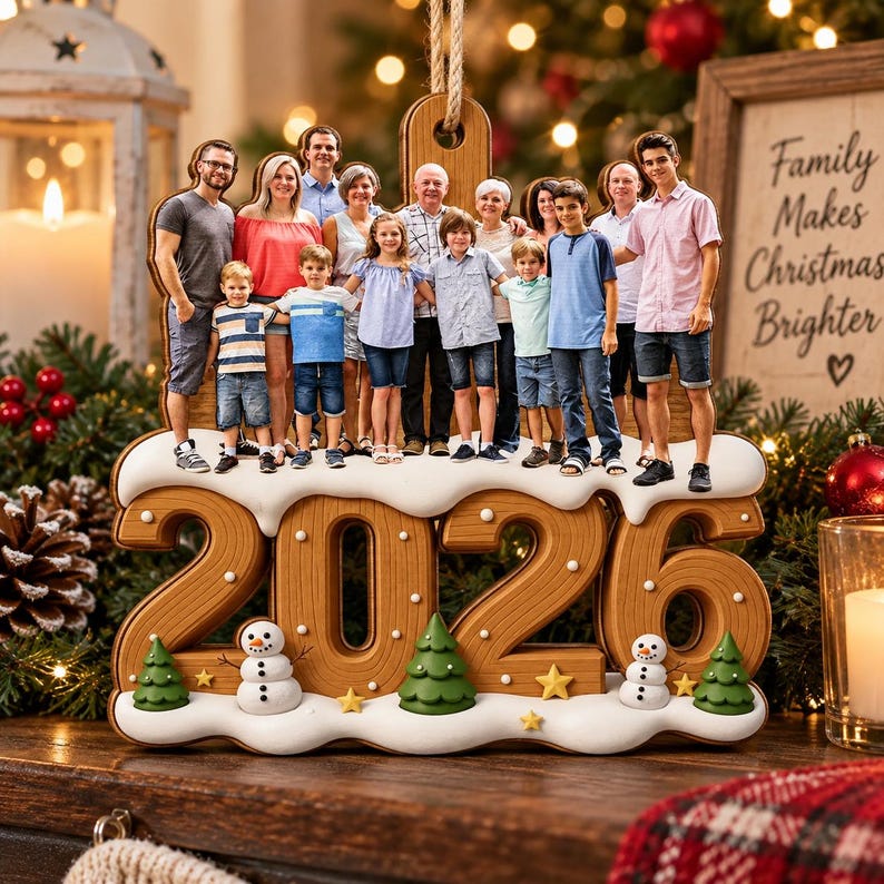 Personalized Family Photo Christmas Ornament 2026, Custom Family Picture Ornament, Family Christmas Tree Keepsake