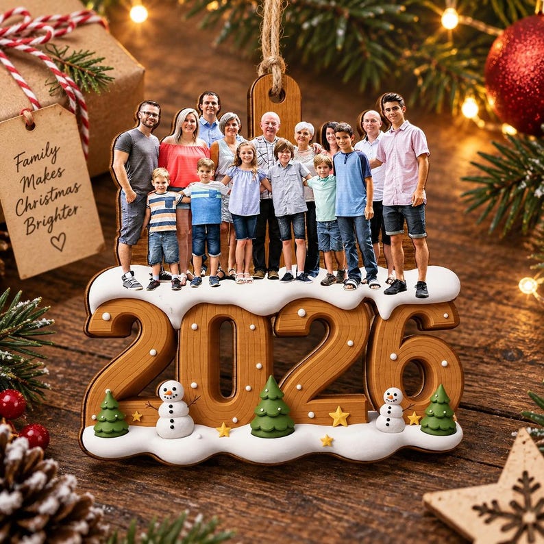 Personalized Family Photo Christmas Ornament 2026, Custom Family Picture Ornament, Family Christmas Tree Keepsake