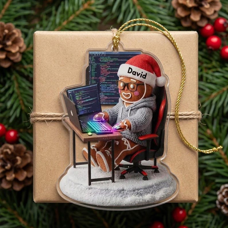 Personalized Gingerbread Boy And Girl Programmer Ornament, Custom Software Engineer Christmas Decor