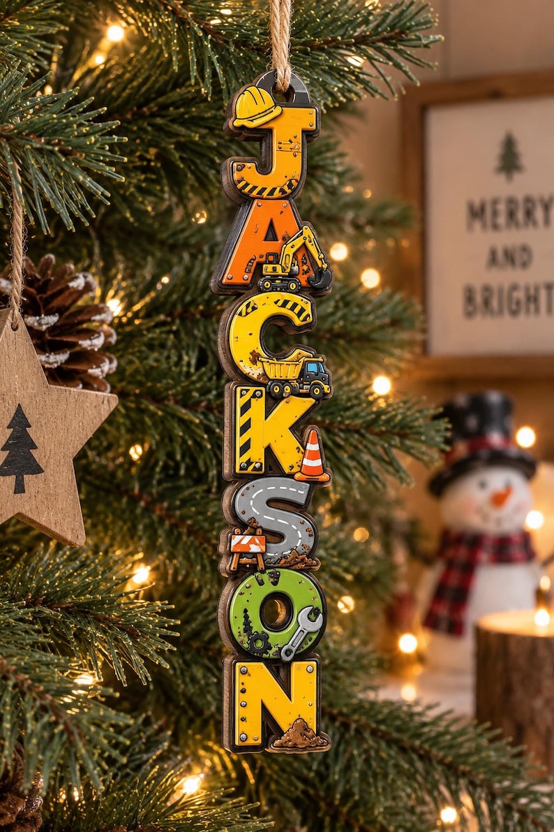 Personalized Boy Name Ornament, Custom Hobby Christmas Gift, Kids Name Keepsake