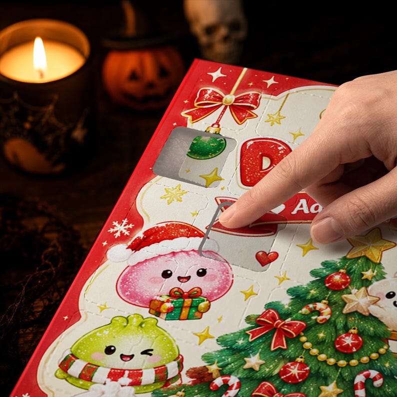 Personalized Cute Dumpling Advent Calendar 2026, 24 Kawaii Acrylic Charms Christmas Countdown Box Gift